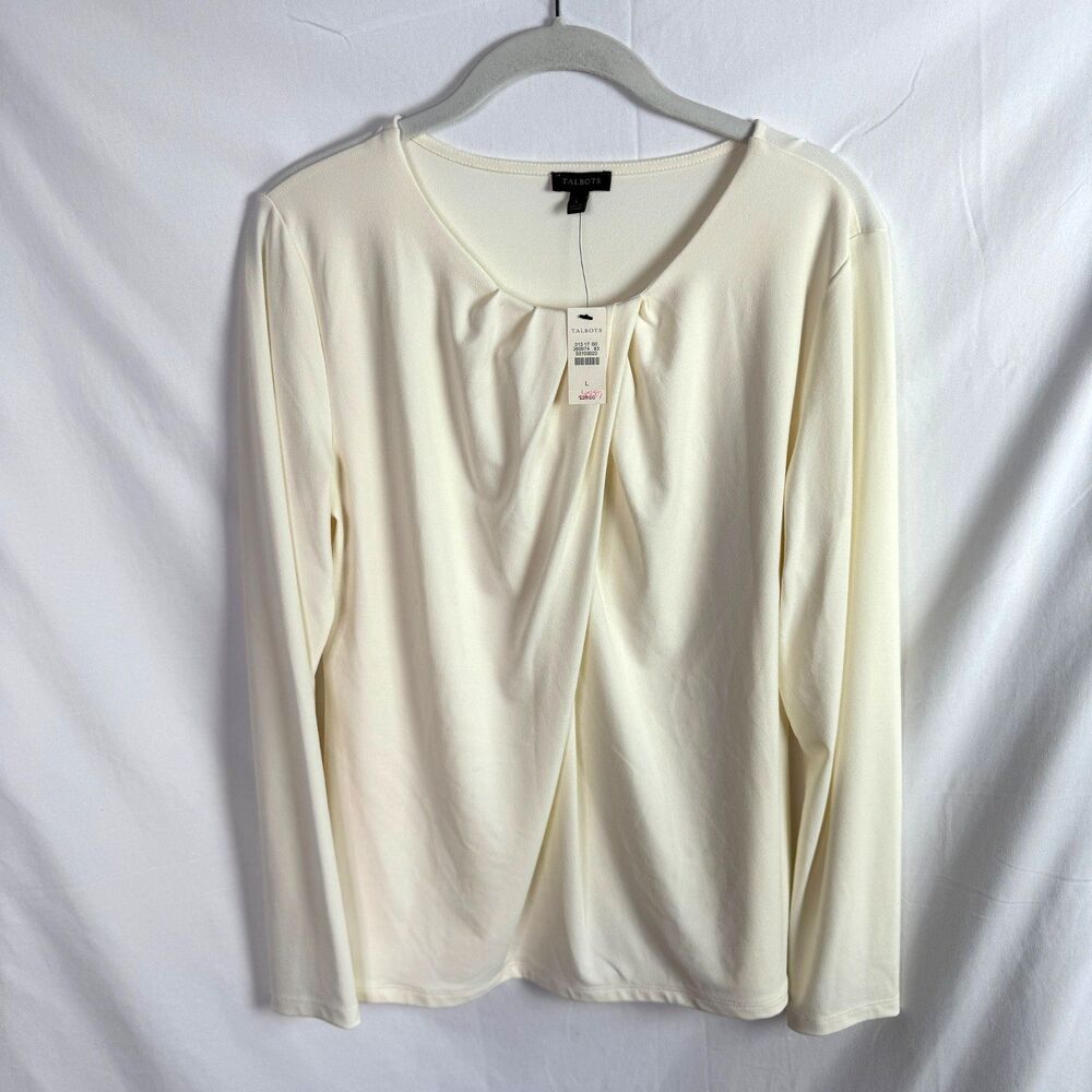 Talbots Women's Blouse Top Size Large Ivory/Off White Long Sleeves NEW